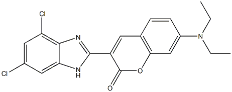 7-(Diethylamino)-3-(4,6-dichloro-1H-benzimidazol-2-yl)coumarin 구조식 이미지