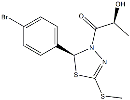 (2S)-2,3-Dihydro-5-(methylthio)-3-[(2S)-2-hydroxypropionyl]-2-(4-bromophenyl)-1,3,4-thiadiazole 구조식 이미지