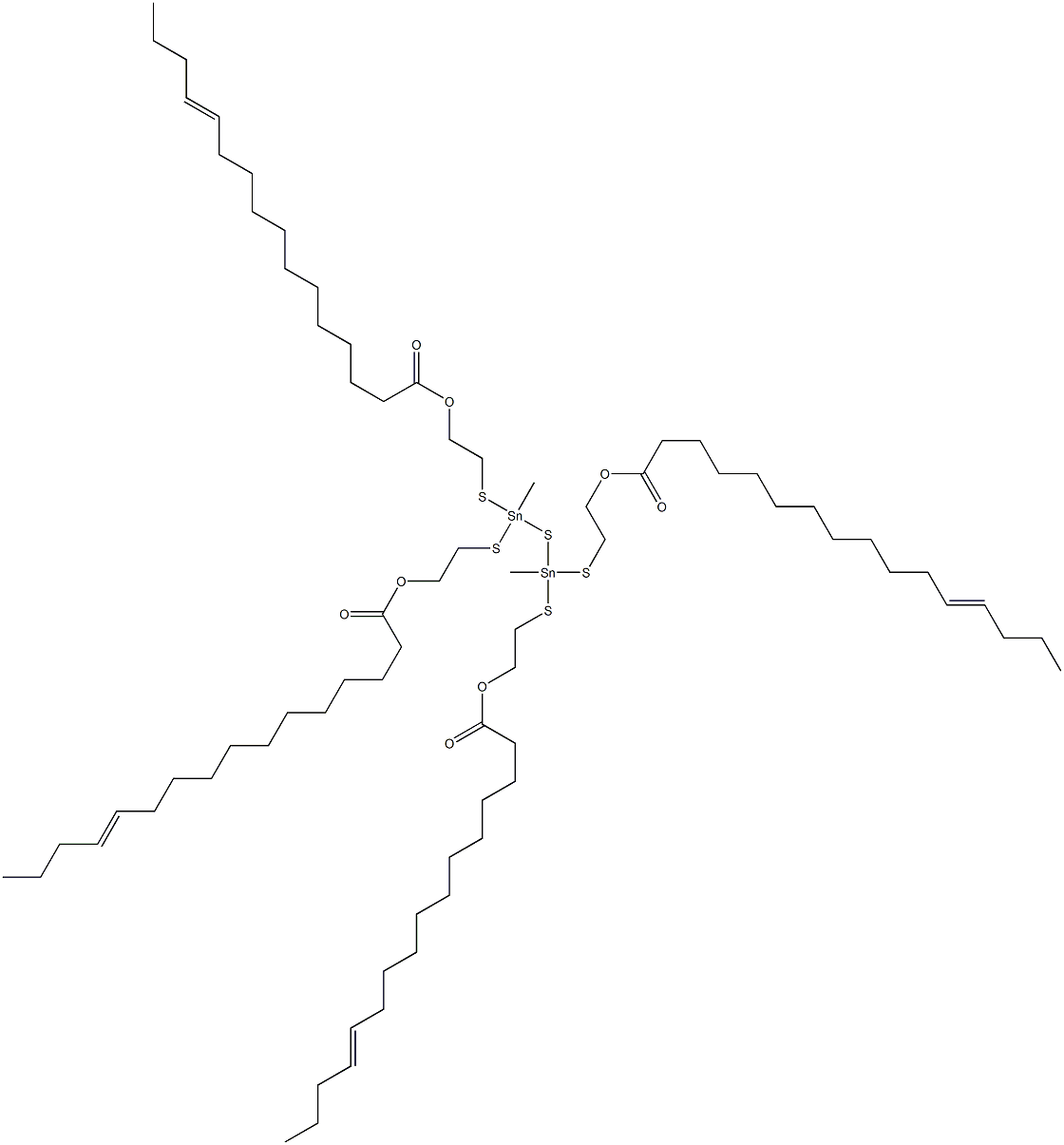 Bis[methylbis[[2-(11-pentadecenylcarbonyloxy)ethyl]thio]stannyl] sulfide Structure