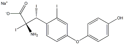 (2R,3R)-2-Amino-3-[4-(4-hydroxyphenoxy)-2-iodophenyl]-2,3-diiodopropanoic acid sodium salt 구조식 이미지