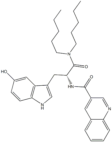 (R)-3-[5-Hydroxy-1H-indol-3-yl]-2-(3-quinolinylcarbonylamino)-N,N-dipentylpropanamide 구조식 이미지