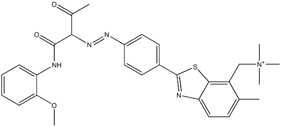 2-[4-[[1-[(2-Methoxyphenyl)carbamoyl]-2-oxopropyl]azo]phenyl]-6,N,N,N-tetramethylbenzothiazole-7-methanaminium 구조식 이미지