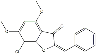 2-Phenyl-methylene-7-chloro-4,6-dimethoxy-3(2H)-benzofuranone 구조식 이미지