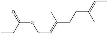 Propionic acid 3,6-dimethyl-2,6-octadienyl ester 구조식 이미지