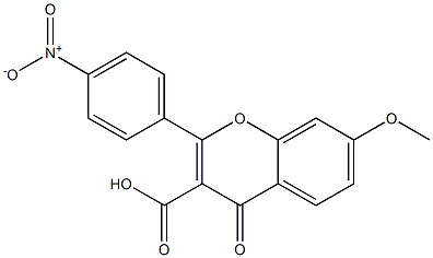 7-Methoxy-2-[4-nitrophenyl]-4-oxo-4H-1-benzopyran-3-carboxylic acid 구조식 이미지