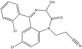7-Chloro-5-(2-chlorophenyl)-2,3-dihydro-3-hydroxy-2-oxo-1H-1,4-benzodiazepine-1-propiononitrile Structure