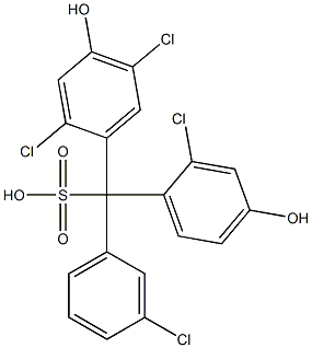 (3-Chlorophenyl)(2-chloro-4-hydroxyphenyl)(2,5-dichloro-4-hydroxyphenyl)methanesulfonic acid Structure