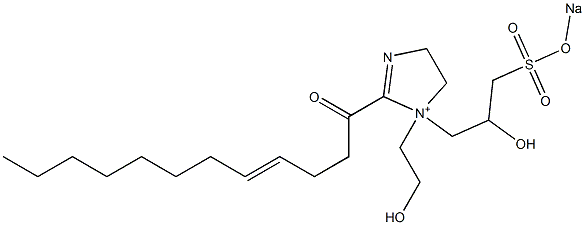 1-(2-Hydroxyethyl)-1-[2-hydroxy-3-(sodiooxysulfonyl)propyl]-2-(4-dodecenoyl)-2-imidazoline-1-ium 구조식 이미지