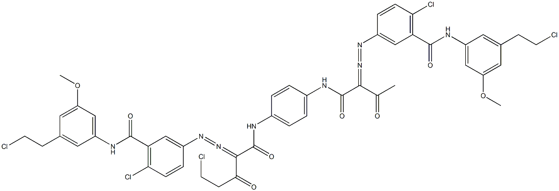 3,3'-[2-(Chloromethyl)-1,4-phenylenebis[iminocarbonyl(acetylmethylene)azo]]bis[N-[3-(2-chloroethyl)-5-methoxyphenyl]-6-chlorobenzamide] Structure