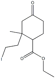 2-(2-Iodoethyl)-2-methyl-4-oxocyclohexanecarboxylic acid ethyl ester 구조식 이미지