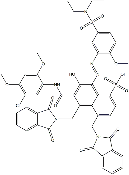3-[(5-Chloro-2,4-dimethoxyphenyl)aminocarbonyl]-1-[5-[(diethylamino)sulfonyl]-2-methoxyphenylazo]-2-hydroxy-4,5-bis(phthalimidylmethyl)naphthalene-8-sulfonic acid Structure