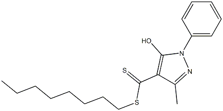 1-Phenyl-3-methyl-5-hydroxy-1H-pyrazole-4-dithiocarboxylic acid octyl ester Structure