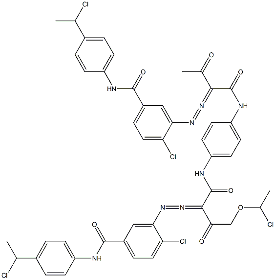 3,3'-[2-[(1-Chloroethyl)oxy]-1,4-phenylenebis[iminocarbonyl(acetylmethylene)azo]]bis[N-[4-(1-chloroethyl)phenyl]-4-chlorobenzamide] Structure