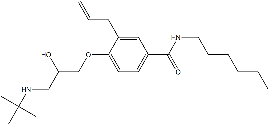 1-[4-[Hexylcarbamoyl]-2-(2-propenyl)phenoxy]-3-[tert-butylamino]-2-propanol 구조식 이미지