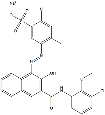 2-Chloro-4-methyl-5-[[3-[[(3-chloro-2-methoxyphenyl)amino]carbonyl]-2-hydroxy-1-naphtyl]azo]benzenesulfonic acid sodium salt Structure