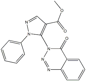 1-Phenyl-5-[(3,4-dihydro-4-oxo-1,2,3-benzotriazin)-3-yl]-1H-pyrazole-4-carboxylic acid methyl ester 구조식 이미지