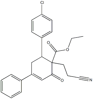 6-(4-Chlorophenyl)-1-(2-cyanoethyl)-2-oxo-4-phenyl-3-cyclohexene-1-carboxylic acid ethyl ester 구조식 이미지