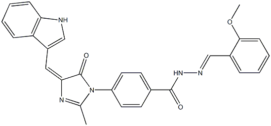 4-[[4,5-Dihydro-4-[(1H-indol-3-yl)methylene]-2-methyl-5-oxo-1H-imidazol]-1-yl]-N'-(2-methoxybenzylidene)benzhydrazide Structure