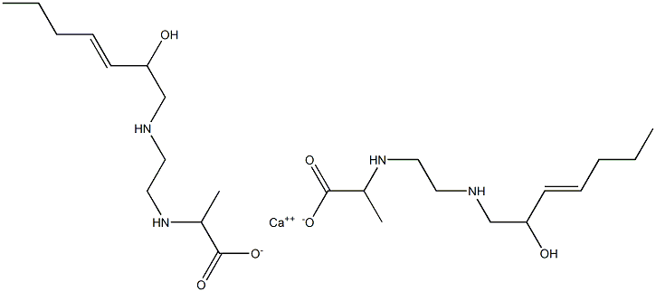 Bis[2-[N-[2-[N-(2-hydroxy-3-heptenyl)amino]ethyl]amino]propionic acid]calcium salt Structure