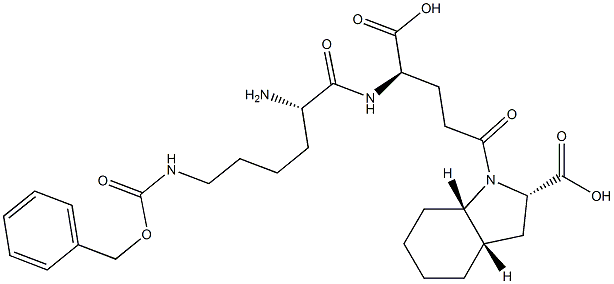 (2S,3aS,7aS)-Octahydro-1-[(4R)-4-[[(2S)-2-amino-6-benzyloxycarbonylaminohexanoyl]amino]-4-carboxybutyryl]-1H-indole-2-carboxylic acid Structure