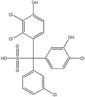 (3-Chlorophenyl)(4-chloro-3-hydroxyphenyl)(2,3-dichloro-4-hydroxyphenyl)methanesulfonic acid 구조식 이미지