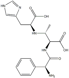 (2S,3R)-2-[(2-Phenyl-L-glycyl)amino]-3-[[(1S)-2-(1H-imidazol-4-yl)-1-carboxyethyl]amino]butyric acid 구조식 이미지