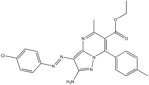 2-Amino-3-(4-chlorophenylazo)-5-methyl-7-(4-methylphenyl)pyrazolo[1,5-a]pyrimidine-6-carboxylic acid ethyl ester 구조식 이미지