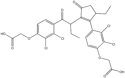 2-[4-[2-[1-[4-(Carboxymethoxy)-2,3-dichlorobenzoyl]propyl]-3-oxo-5-ethyl-1-cyclopentenyl]-2,3-dichlorophenoxy]acetic acid 구조식 이미지