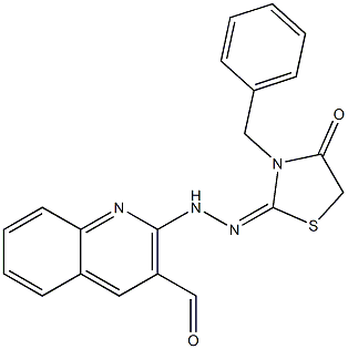 2-[2-[3-Formylquinoline-2-yl]hydrazono]-3-benzylthiazolidine-4-one 구조식 이미지