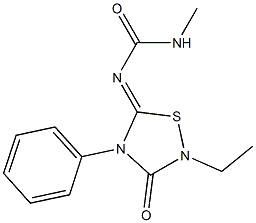 2-Ethyl-4-phenyl-5-[(methylaminocarbonyl)imino]-1,2,4-thiadiazolidin-3-one 구조식 이미지