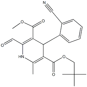 4-(2-Cyano-phenyl)-2-formyl-6-methyl-1,4-dihydropyridine-3,5-dicarboxylic acid 3-methyl 5-neopentyl ester Structure