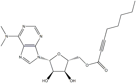 N,N-Dimethyl-5'-O-(1-oxo-2-octynyl)adenosine 구조식 이미지