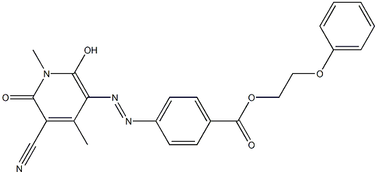 p-(5-Cyano-2-hydroxy-1,4-dimethyl-6-oxo-1,6-dihydropyridin-3-ylazo)benzoic acid 2-phenoxyethyl ester 구조식 이미지