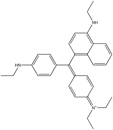 N-[4-[(4-Ethylamino-1-naphtyl)(4-ethylaminophenyl)methylene]-2,5-cyclohexadien-1-ylidene]-N,N-diethylaminium 구조식 이미지