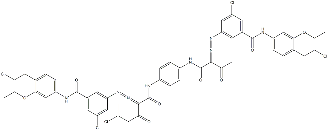 3,3'-[2-(1-Chloroethyl)-1,4-phenylenebis[iminocarbonyl(acetylmethylene)azo]]bis[N-[4-(2-chloroethyl)-3-ethoxyphenyl]-5-chlorobenzamide] Structure