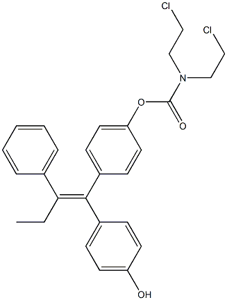 N,N-Bis(2-chloroethyl)carbamic acid 4-[(Z)-1-(4-hydroxyphenyl)-2-phenyl-1-butenyl]phenyl ester 구조식 이미지