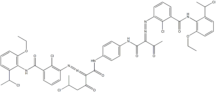 3,3'-[2-(1-Chloroethyl)-1,4-phenylenebis[iminocarbonyl(acetylmethylene)azo]]bis[N-[2-(1-chloroethyl)-6-ethoxyphenyl]-2-chlorobenzamide] 구조식 이미지