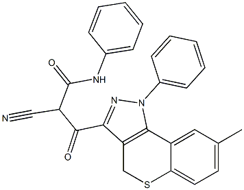 N-(Phenyl)-3-[[8-methyl-1-phenyl-1,4-dihydro-[1]benzothiopyrano[4,3-c]pyrazol]-3-yl]-2-cyano-3-oxopropanamide Structure