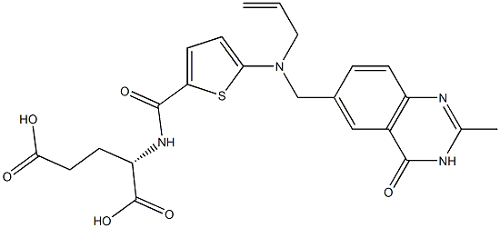 (2S)-2-[5-[N-(2-Propenyl)-N-[[(3,4-dihydro-2-methyl-4-oxoquinazolin)-6-yl]methyl]amino]-2-thienylcarbonylamino]glutaric acid 구조식 이미지