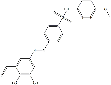 2,3-Dihydroxy-5-[4-[(6-methoxypyridazin-3-yl)aminosulfonyl]phenylazo]benzaldehyde Structure