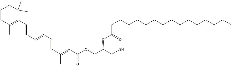 (2S)-2-Palmitoyloxy-3-[[9-(2,6,6-trimethyl-1-cyclohexenyl)-3,7-dimethyl-1-oxo-2,4,6,8-nonatetren-1-yl]oxy]-1-propanethiol 구조식 이미지