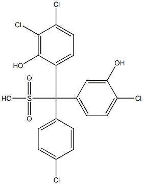(4-Chlorophenyl)(4-chloro-3-hydroxyphenyl)(3,4-dichloro-2-hydroxyphenyl)methanesulfonic acid 구조식 이미지