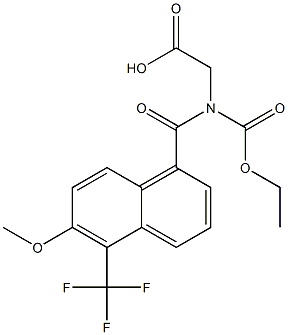 [N-(Ethoxycarbonyl)-N-[oxo[5-(trifluoromethyl)-6-methoxy-1-naphtyl]methyl]amino]acetic acid 구조식 이미지