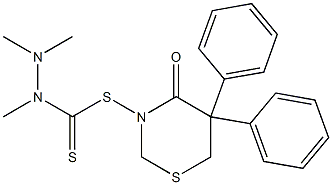 1,2,2-Trimethylhydrazine-1-carbodithioic acid (tetrahydro-5,5-diphenyl-4-oxo-4H-1,3-thiazin)-3-yl ester Structure