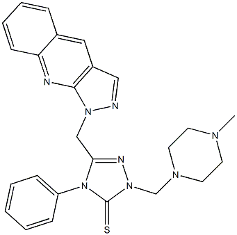 1-[[[2-((4-Methylpiperazin-1-yl)methyl)-3-thioxo-4-phenyl-2,3-dihydro-4H-1,2,4-triazol]-5-yl]methyl]-1H-pyrazolo[3,4-b]quinoline 구조식 이미지