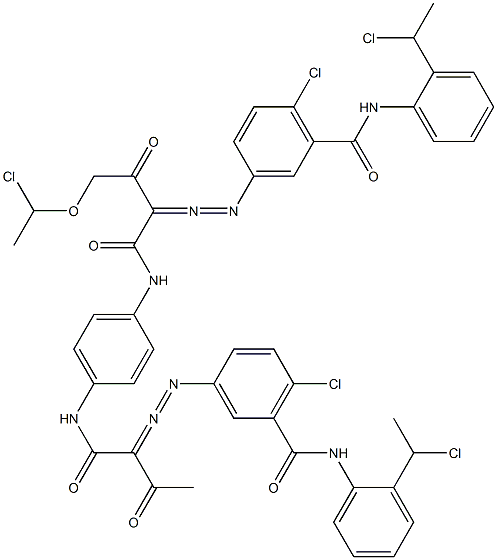 3,3'-[2-[(1-Chloroethyl)oxy]-1,4-phenylenebis[iminocarbonyl(acetylmethylene)azo]]bis[N-[2-(1-chloroethyl)phenyl]-6-chlorobenzamide] 구조식 이미지