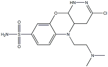 1,4,4a,10a-Tetrahydro-3-chloro-5-(2-dimethylaminoethyl)-5H-pyridazino[3,4-b][1,4]benzoxazine-8-sulfonamide 구조식 이미지