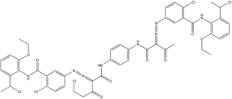 3,3'-[2-(Chloromethyl)-1,4-phenylenebis[iminocarbonyl(acetylmethylene)azo]]bis[N-[2-(1-chloroethyl)-6-ethoxyphenyl]-6-chlorobenzamide] 구조식 이미지
