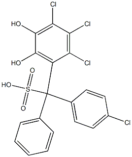 (4-Chlorophenyl)(2,3,4-trichloro-5,6-dihydroxyphenyl)phenylmethanesulfonic acid 구조식 이미지