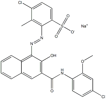 4-Chloro-3-methyl-2-[[3-[[(4-chloro-2-methoxyphenyl)amino]carbonyl]-2-hydroxy-1-naphtyl]azo]benzenesulfonic acid sodium salt Structure